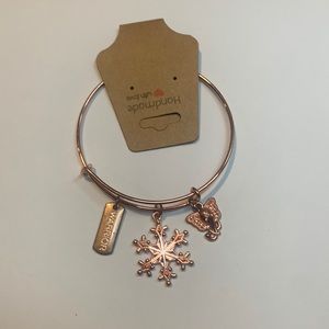 Handmade rose gold stainless steel bracelet with 3 charms!